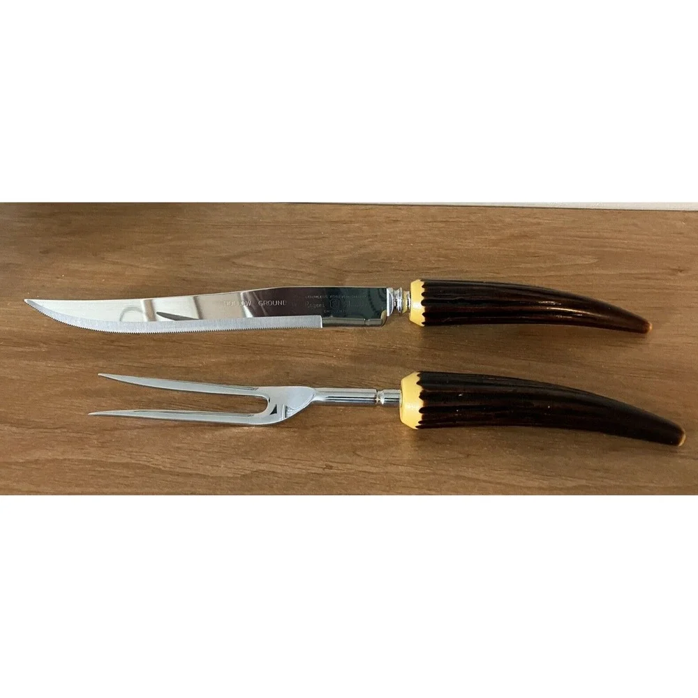 Vintage Regent Sheffield Warwick Knife/Fork Serving Carving Stainless Steel Set